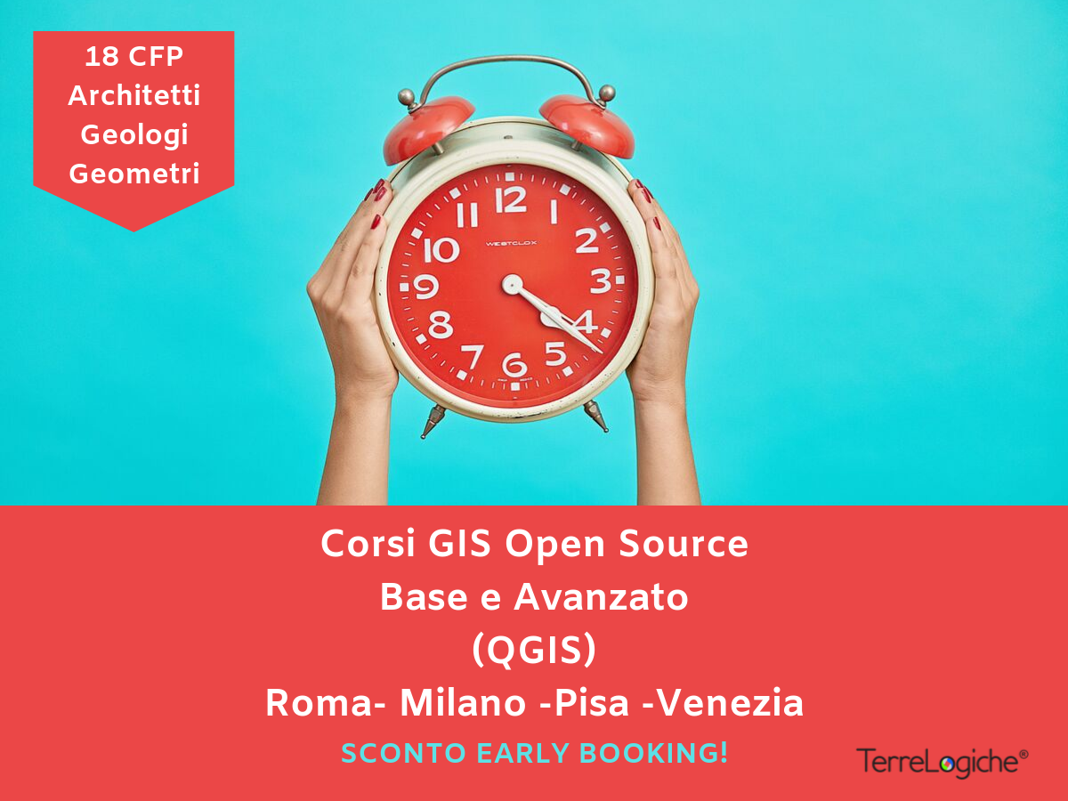 Corsi GIS Open Source Base e Avanzato (QGIS): aperte le iscrizioni per le date del calendario autunnale. Erogazione crediti formativi per professionisti.