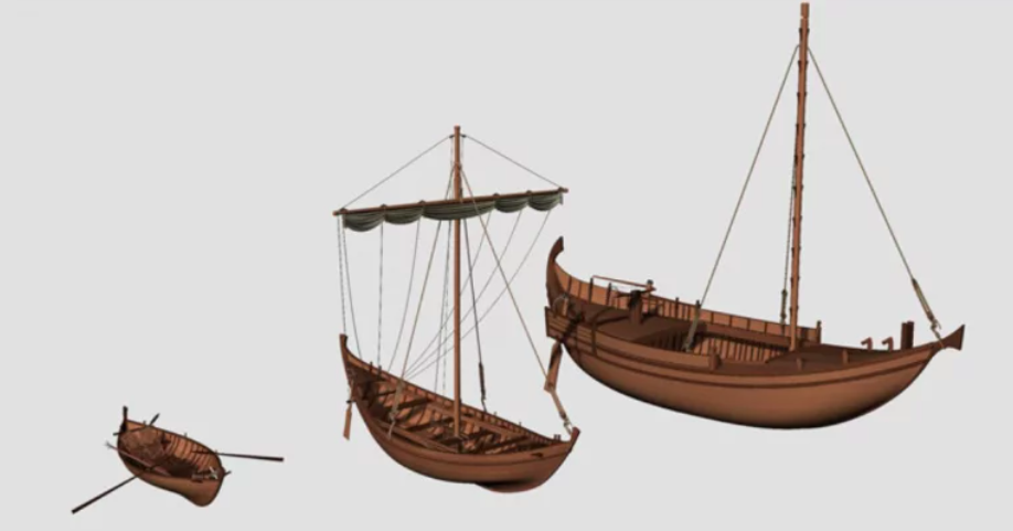 Ricostruzione 3D di navi romane di Ostia antica