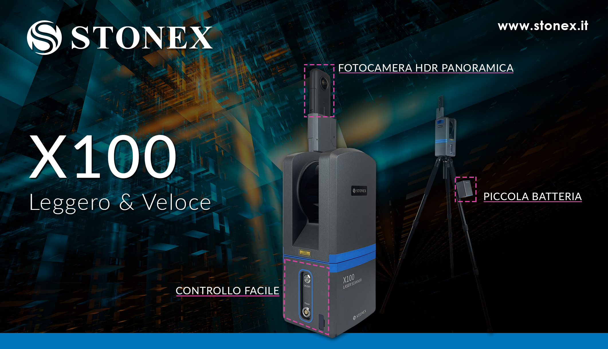 Stonex X100, laser scanner ideale per scansioni sia in interni che esterni
