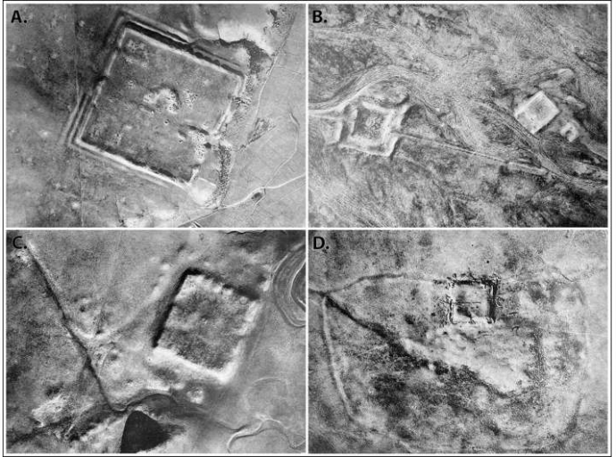 Fotografie aeree del 1934 di alcuni forti romani nella regione esaminata. Crediti: Padre Antoine Poidebard