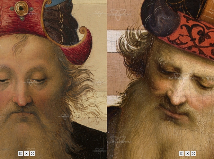 Lo Sposalizio della Vergine di Perugino e quello di Raffaello a confronto nel colore digitale
