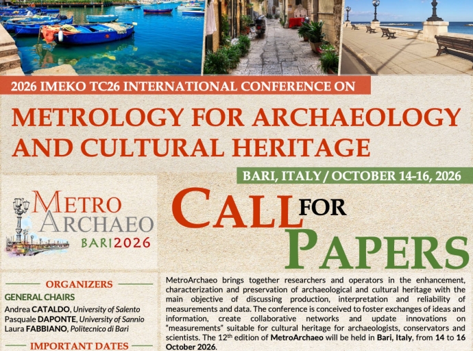 14 - 16 October - MetroArchaeo 2026: International Conference on Metrology for Archaeology and Cultural Heritage 