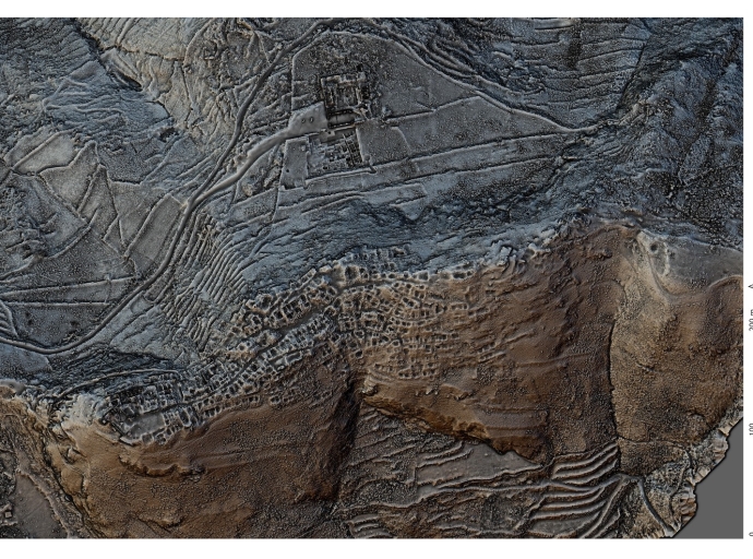 Gioiosa Guardia : post elaborazione di DTM tratto da rilievo LIDAR su drone finalizzata alla ricostruzione della forma urbana dell'insediamento medievale.
