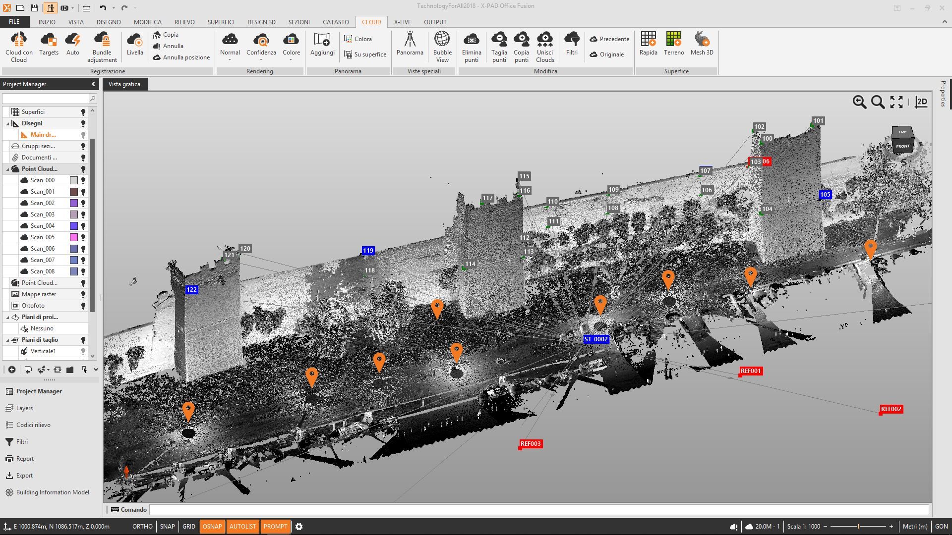 Geomax Mura Aureliane TPS Automeasuring Scanner risultato