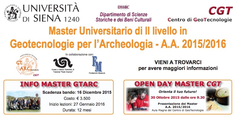 Master di II livello in Geotecnologie per l’Archeologia