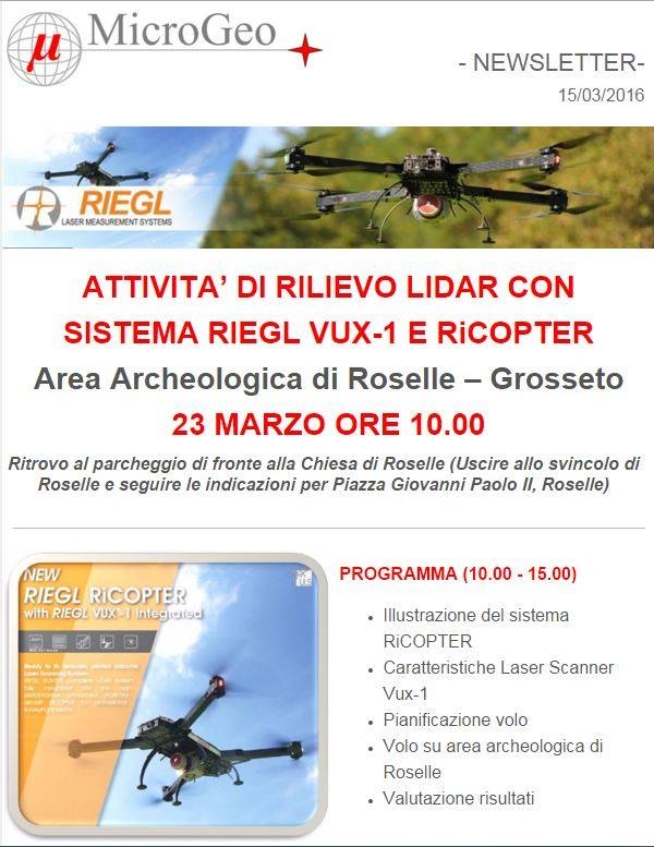 Attività di rilievo LIDAR presso l'area archeologica di Roselle