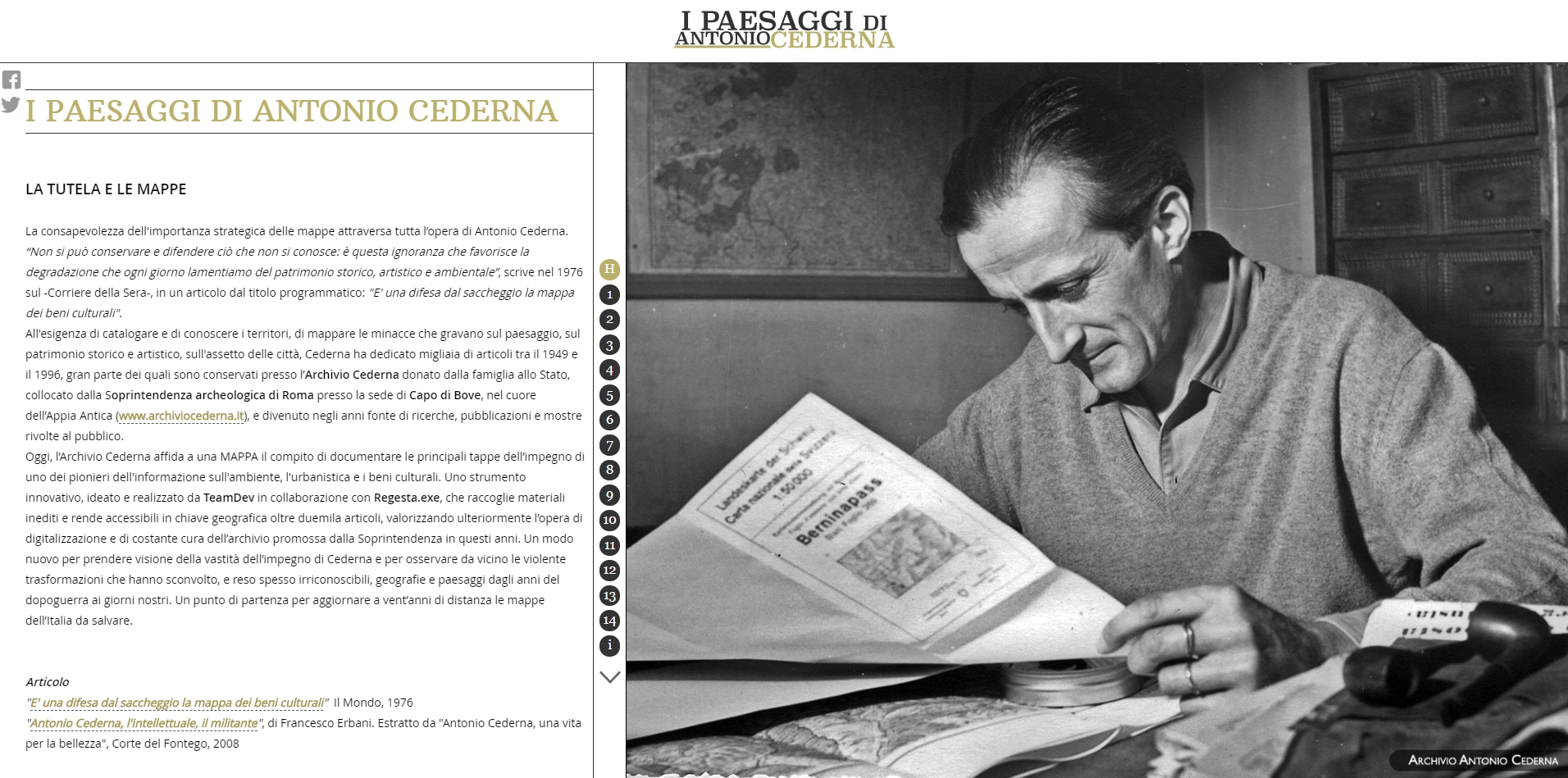 Una piattaforma geografica per raccogliere e divulgare gli articoli di Antonio Cederna